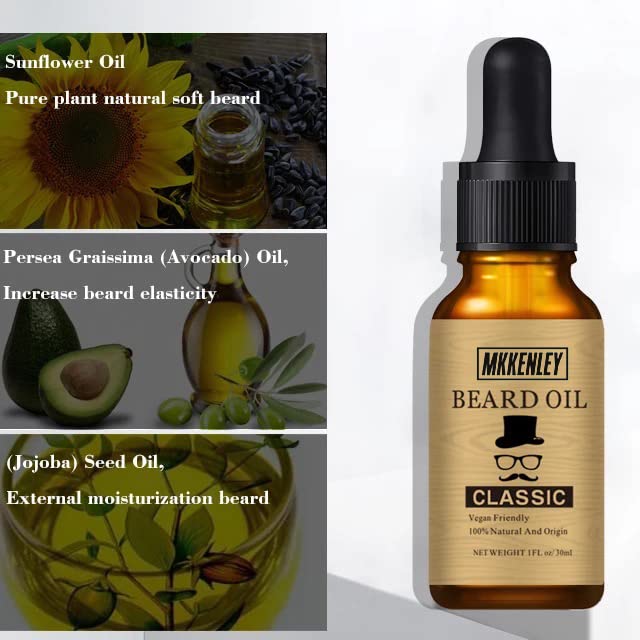 MKKENLEY Best Beard Growth Oil Serum Fast Growing Thicker Mustache Facial Hair Grooming