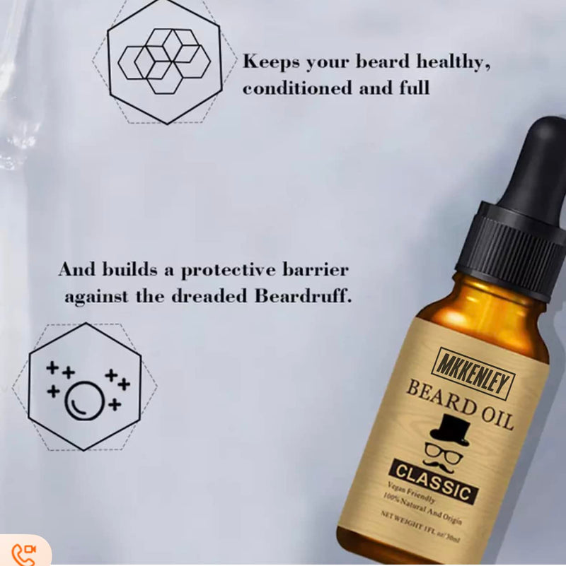 MKKENLEY Best Beard Growth Oil Serum Fast Growing Thicker Mustache Facial Hair Grooming